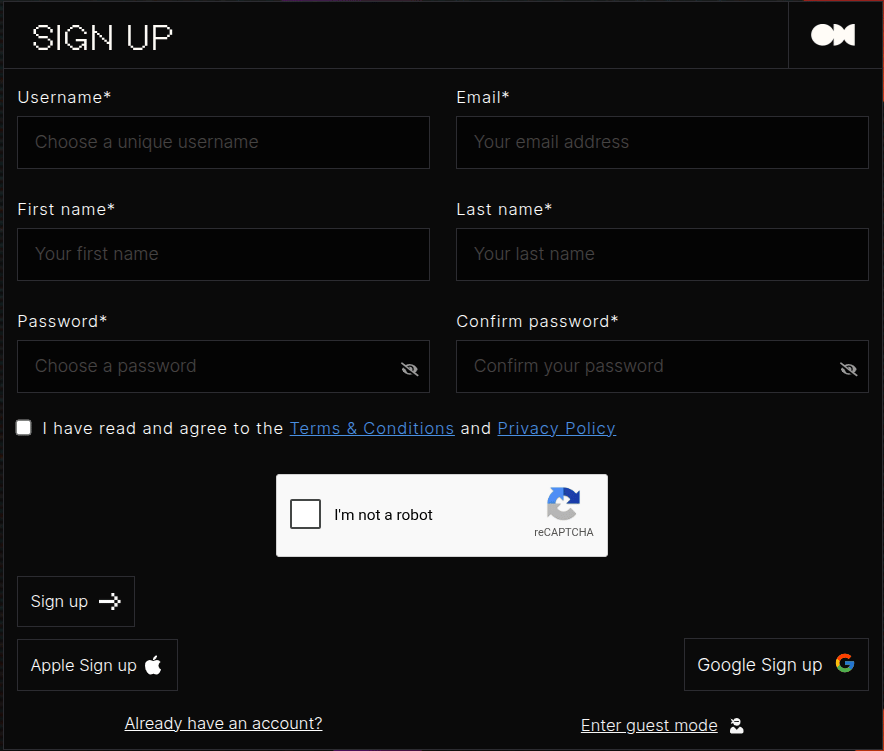 OpenHome Signup Page