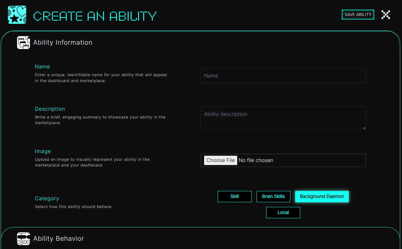 Create Ability Page