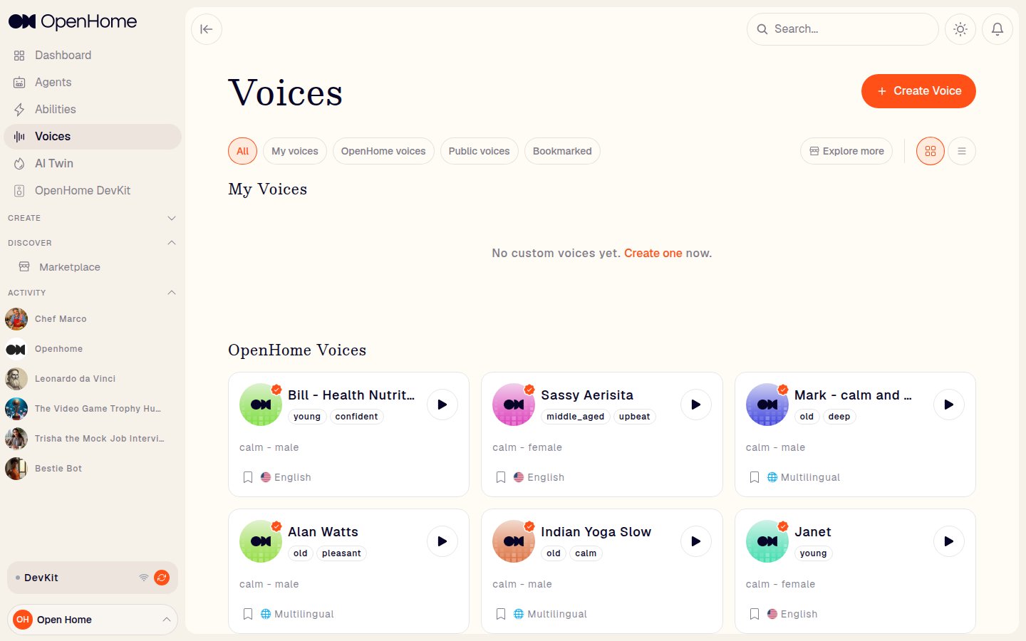 Voices page