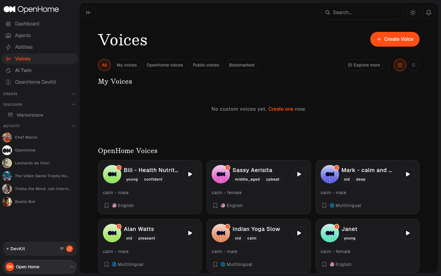 Voices page