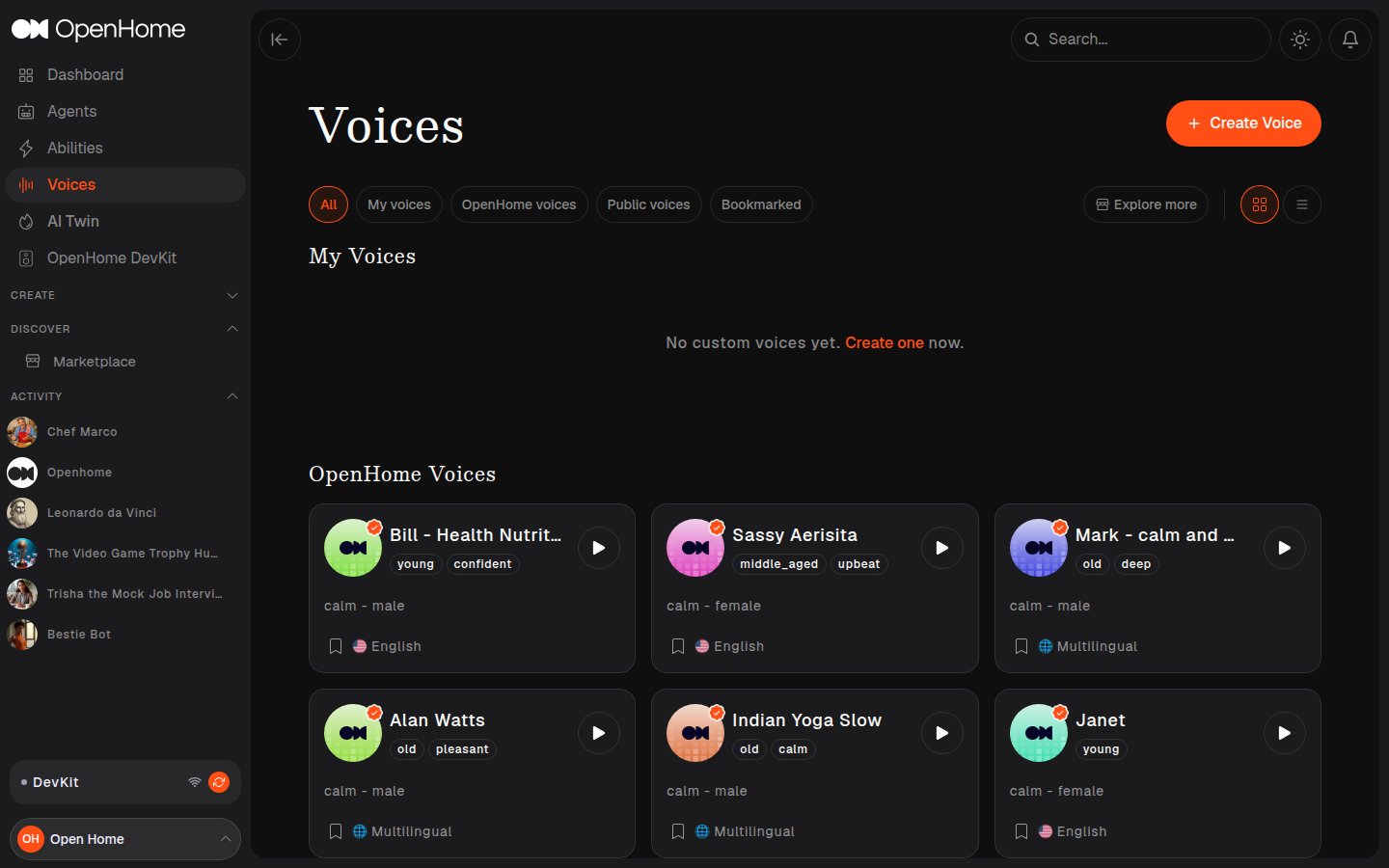 Voices page