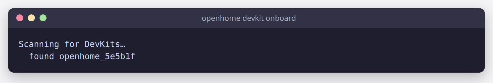 Terminal scanning for DevKits and finding one