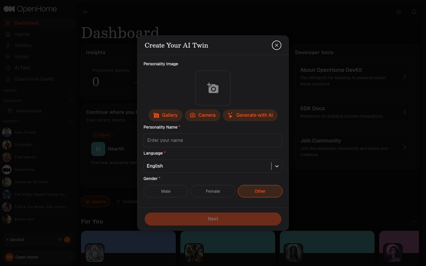 Create Your AI Twin dialog