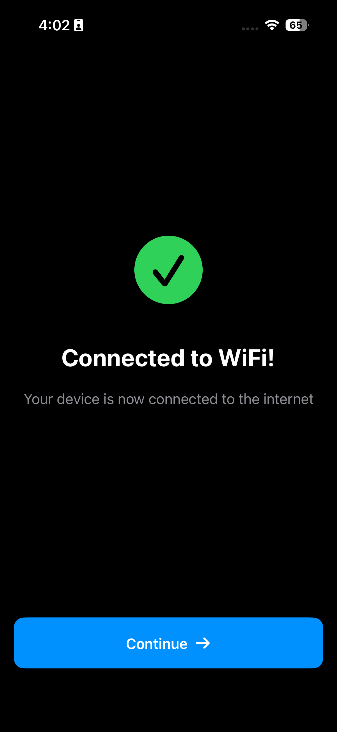 Connected to Wi-Fi