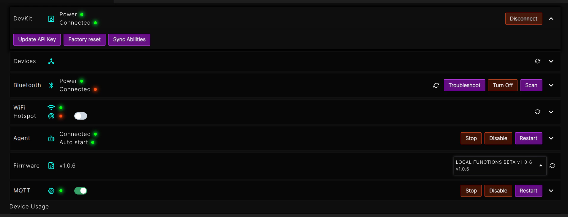 Advanced DevKit Controls and Sync Abilities button