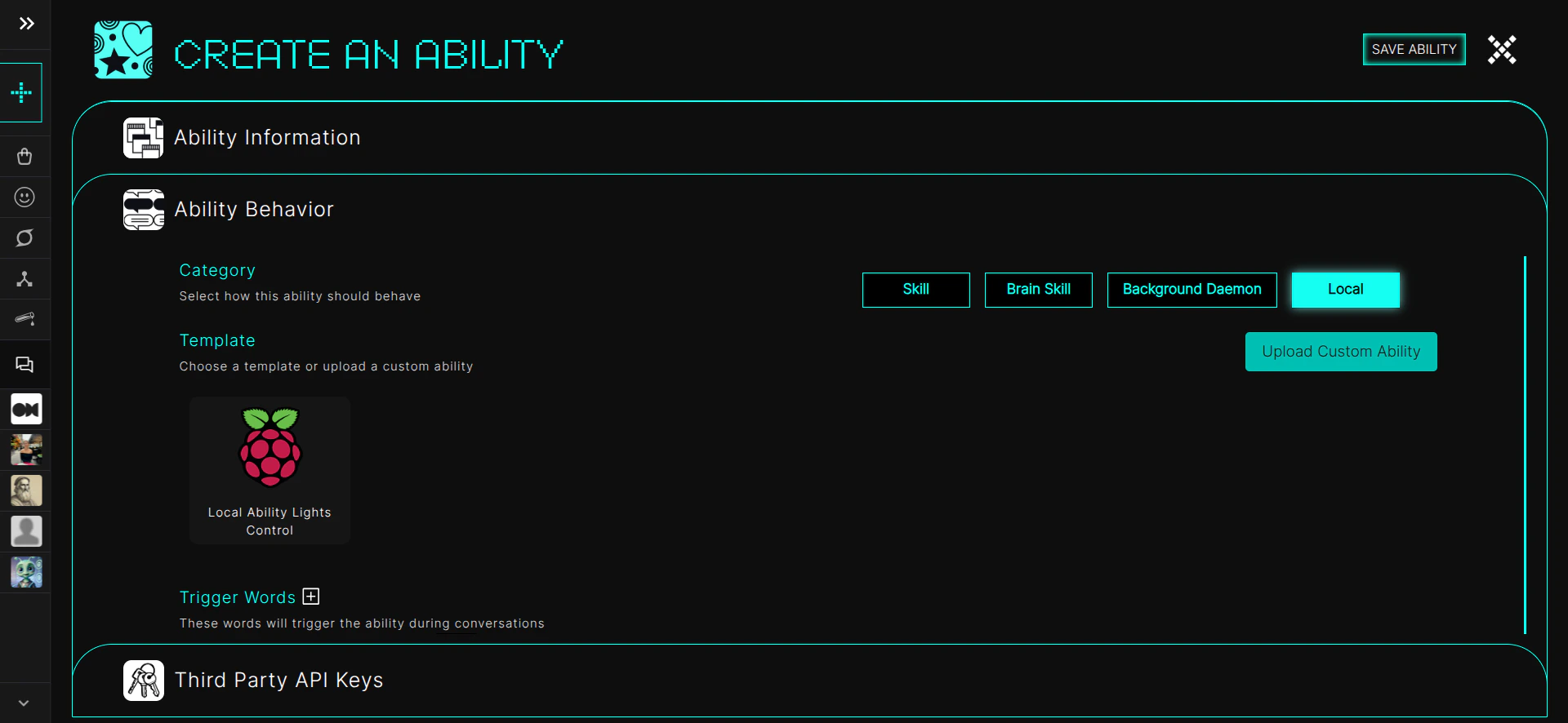 Local Ability category in the dashboard