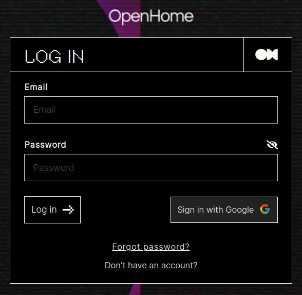 OpenHome Login Page