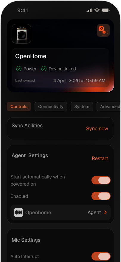 Controls tab with Sync Abilities and Agent Settings