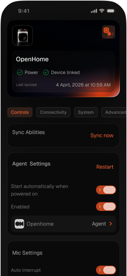 Controls tab with Sync Abilities and Agent Settings