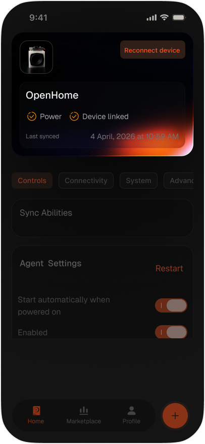 Disconnected state, showing Reconnect device
