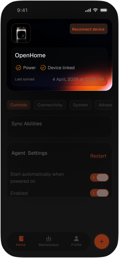 Disconnected state, showing Reconnect device