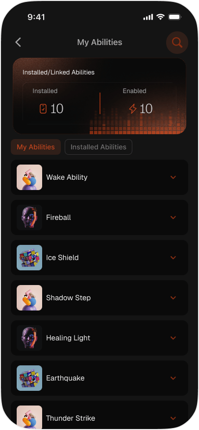 My Abilities with installed and enabled counts