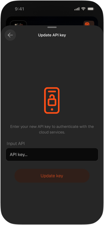 Update API key screen