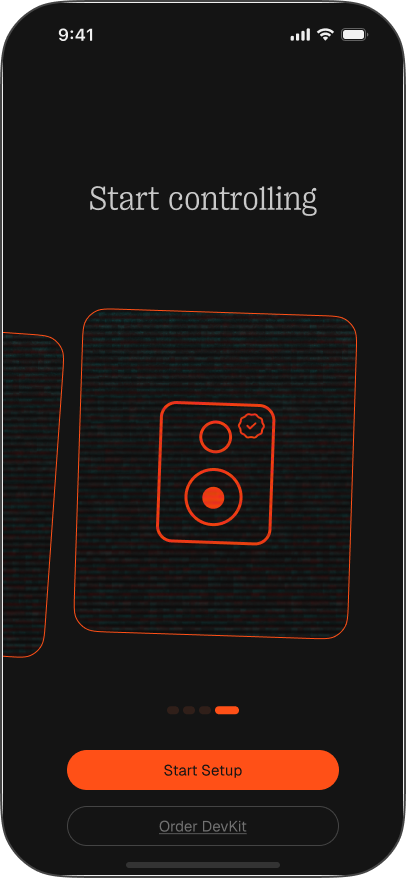 Intro step 4: Start controlling, with Start Setup and Order DevKit