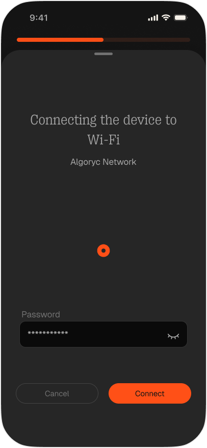 Entering the Wi-Fi password