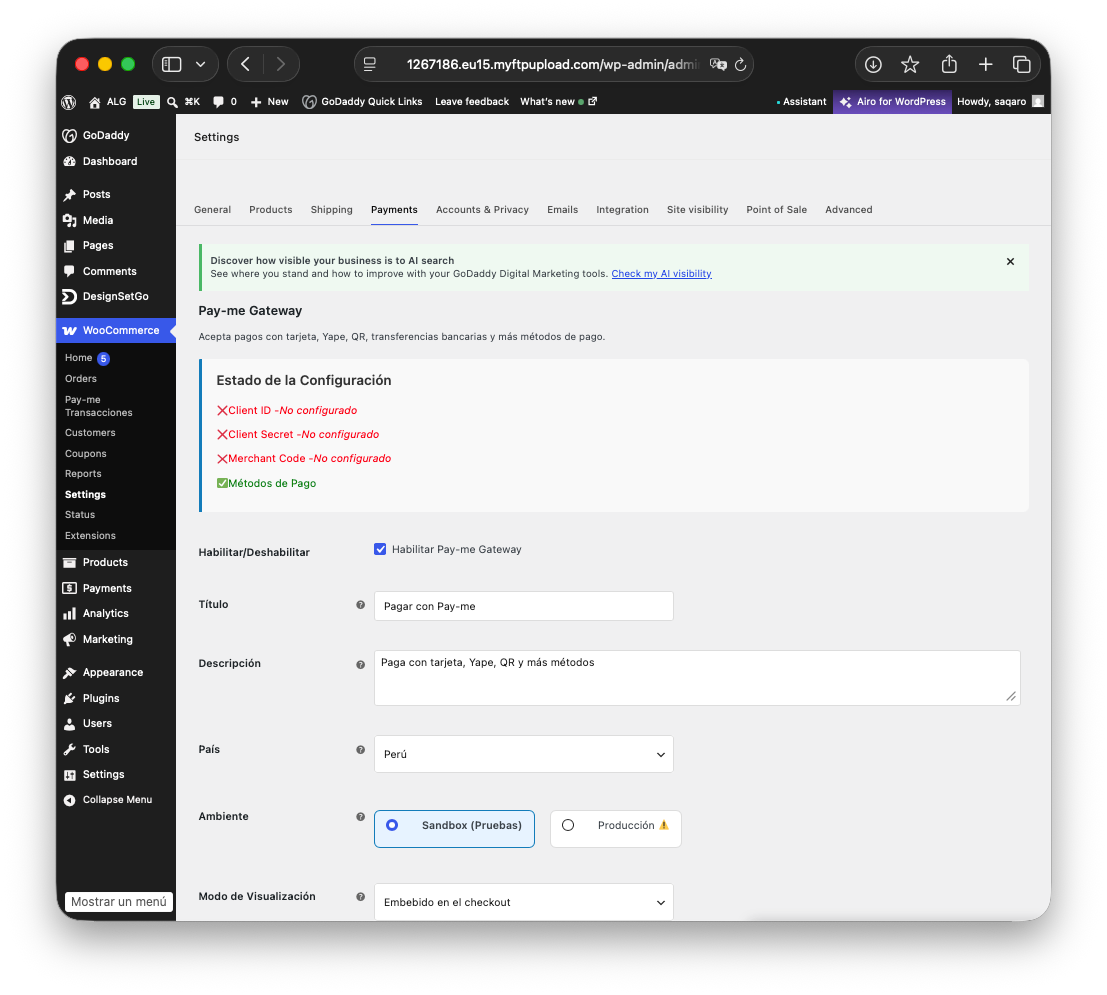 Configuración general de Alignet Gateway