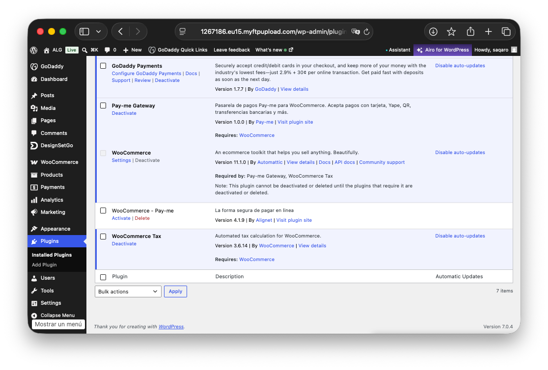 Alignet Gateway activo y plugin anterior listo para eliminar