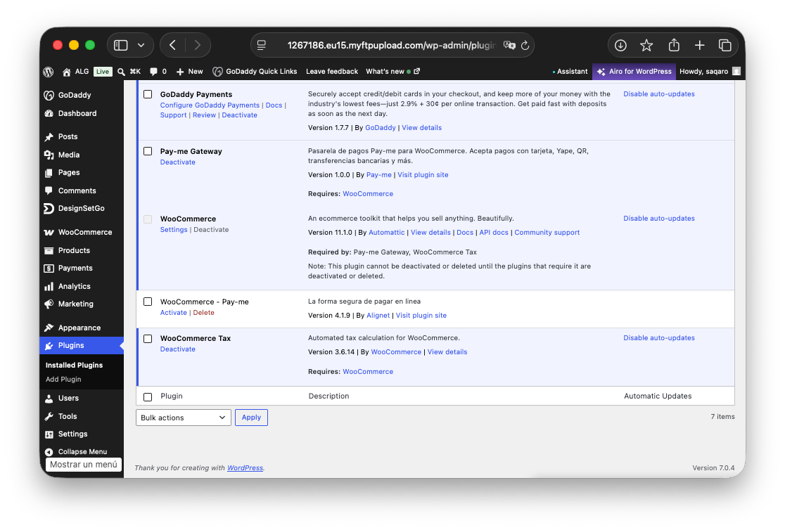 Alignet Gateway activo y plugin anterior listo para eliminar