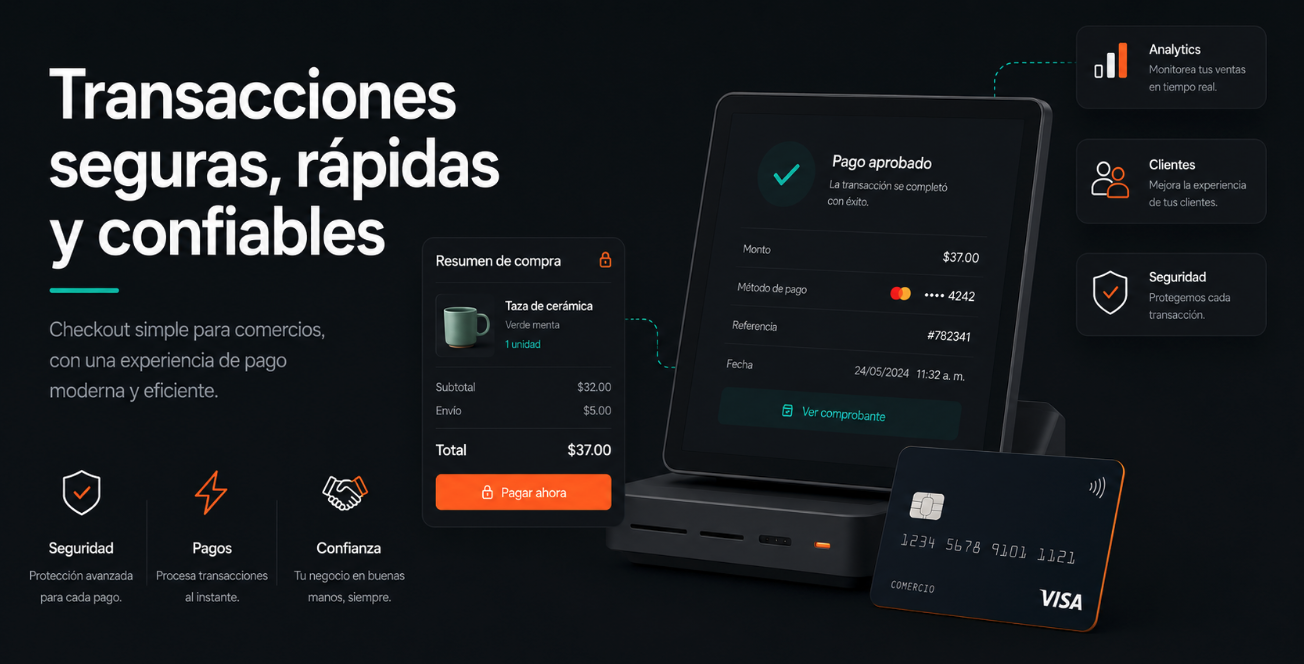 VPOS para transacciones seguras, rápidas y confiables en modo oscuro