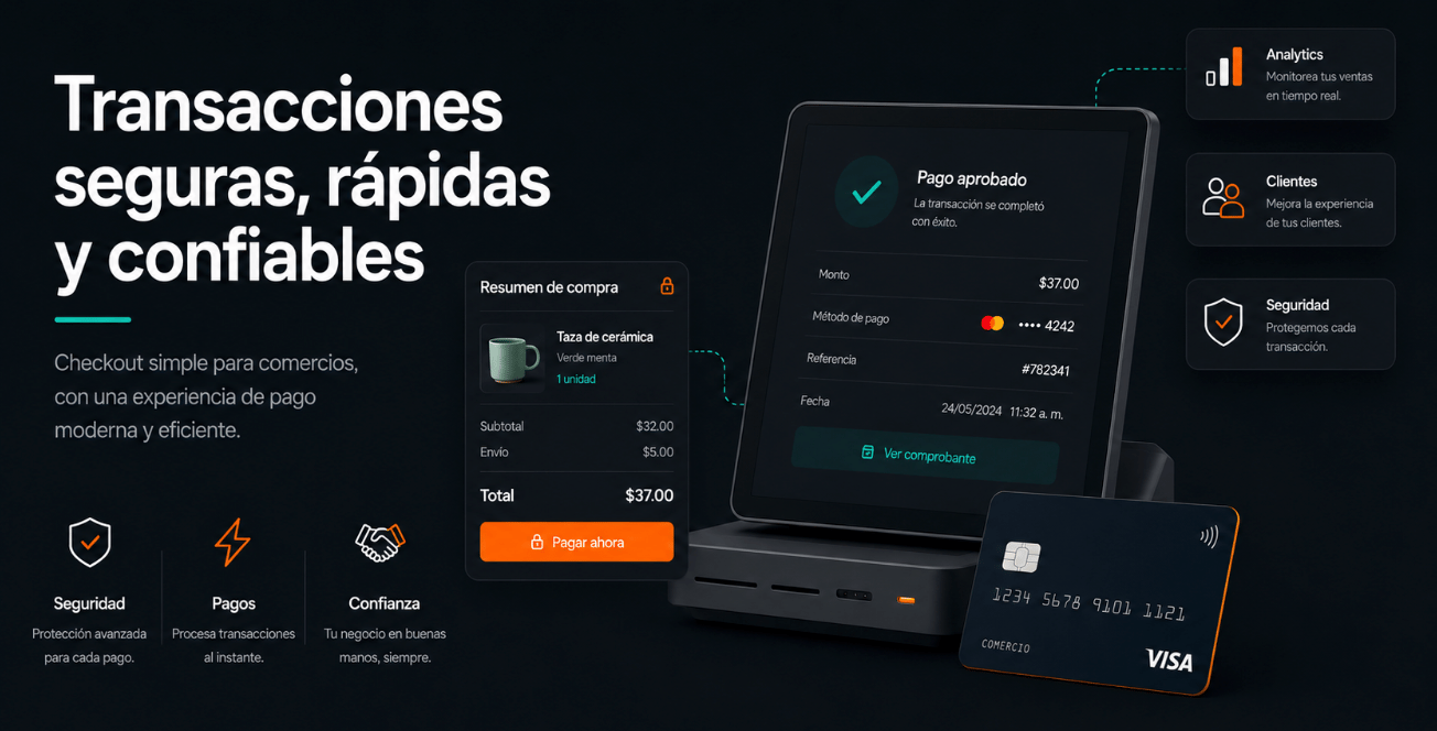 VPOS para transacciones seguras, rápidas y confiables en modo oscuro