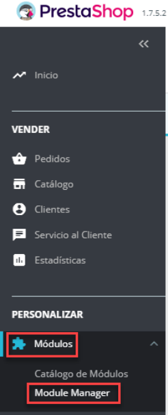 PrestaShop modules menu