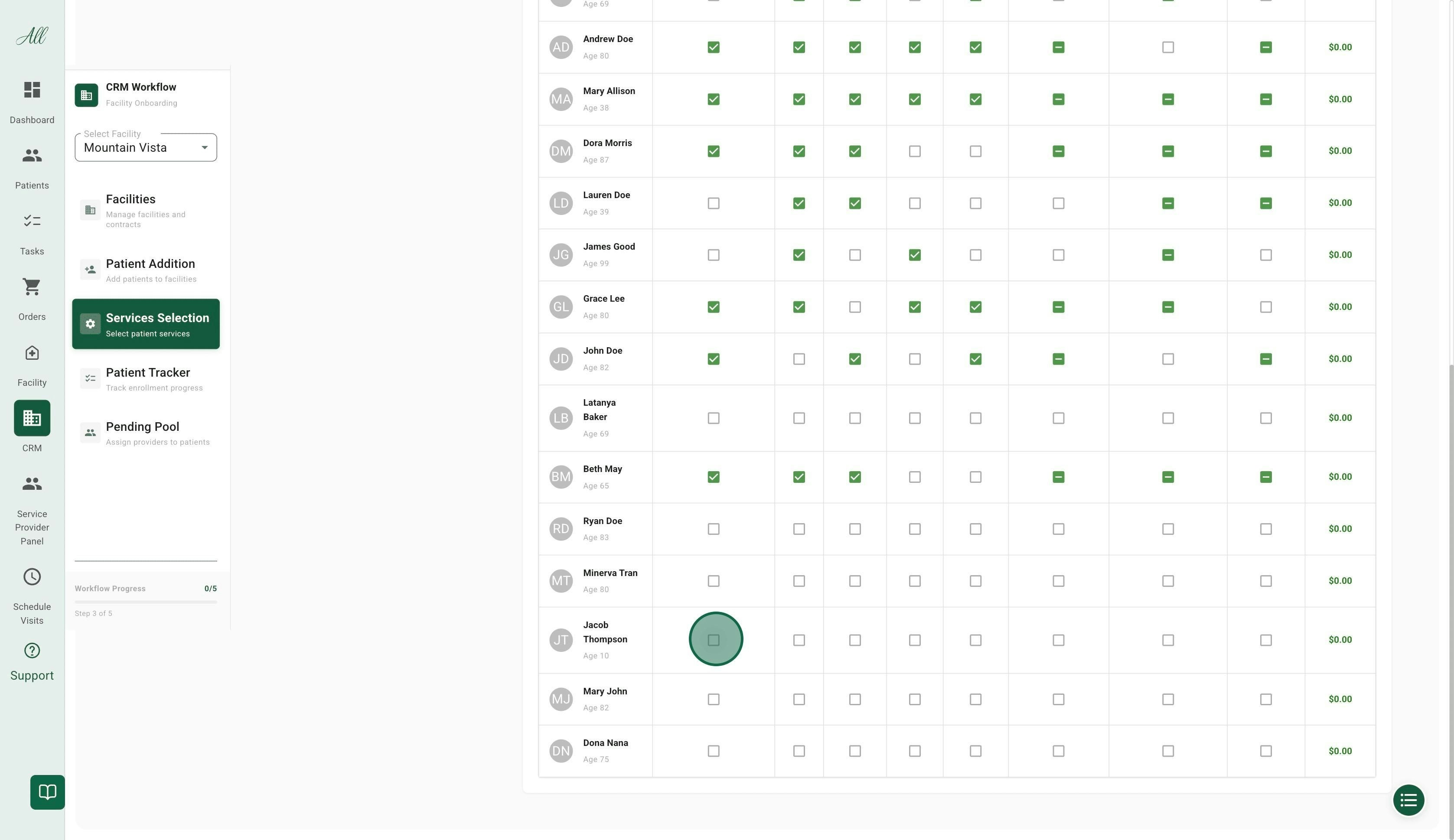 11 Selectallapplicableservicesrequestedforeachpatient Jpe