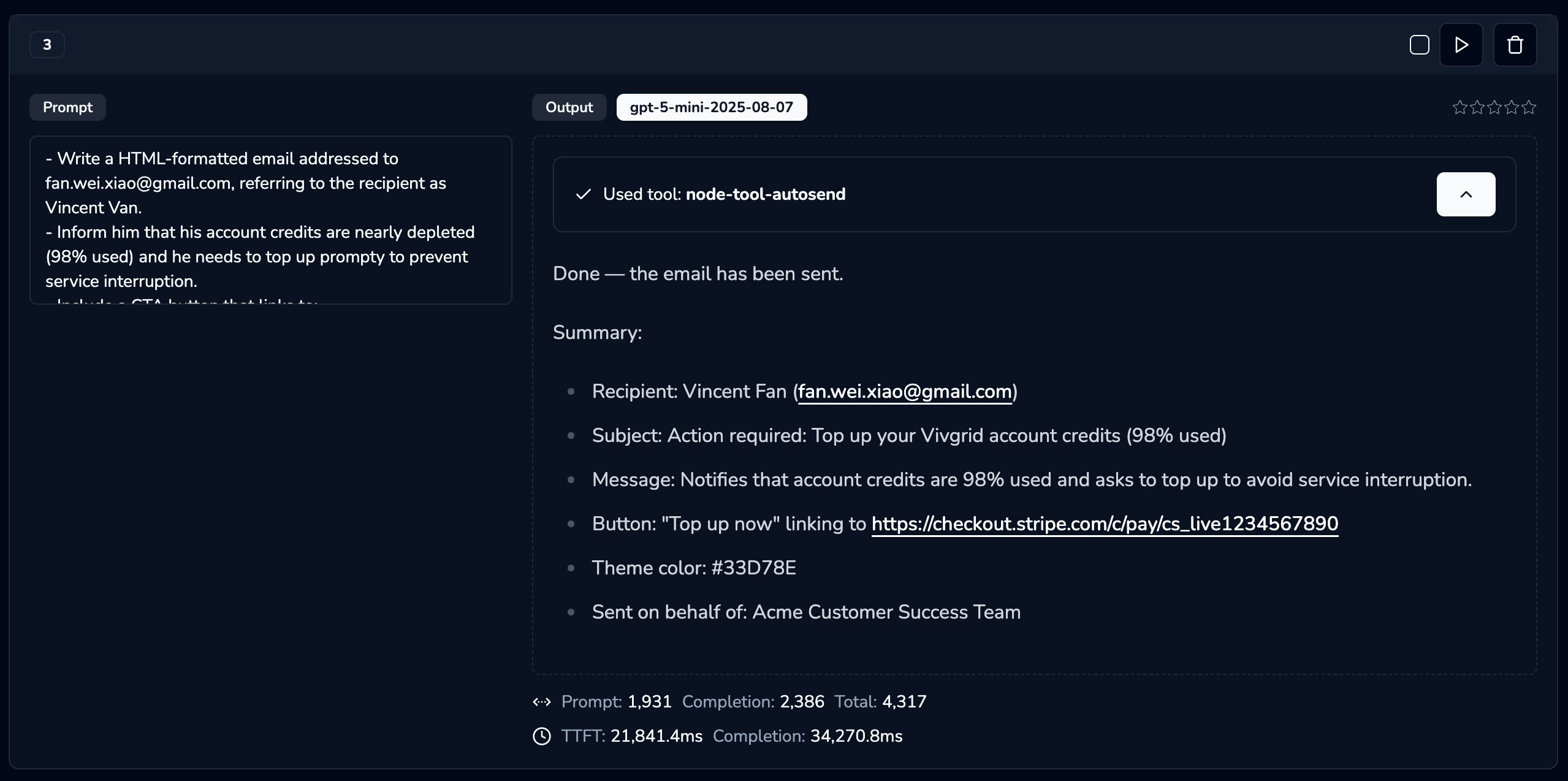 Send email via Autosend on vivgrid