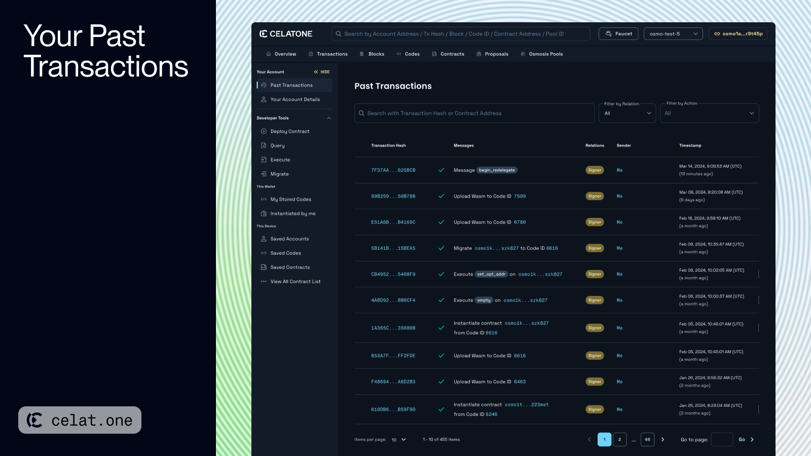 Past Transactions - Celatone Docs