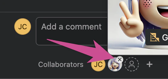 Button to remove Mary as a collaborator for re-adding