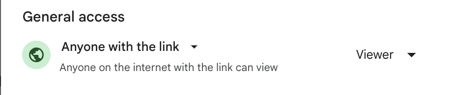 Google doc is shared publicly with the link