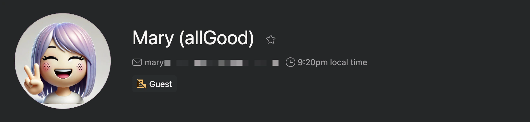 Asana profile page for Mary