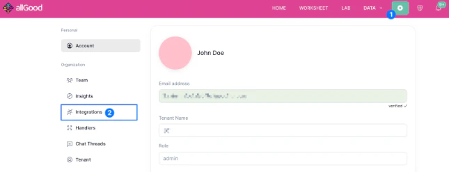 allGood settings page