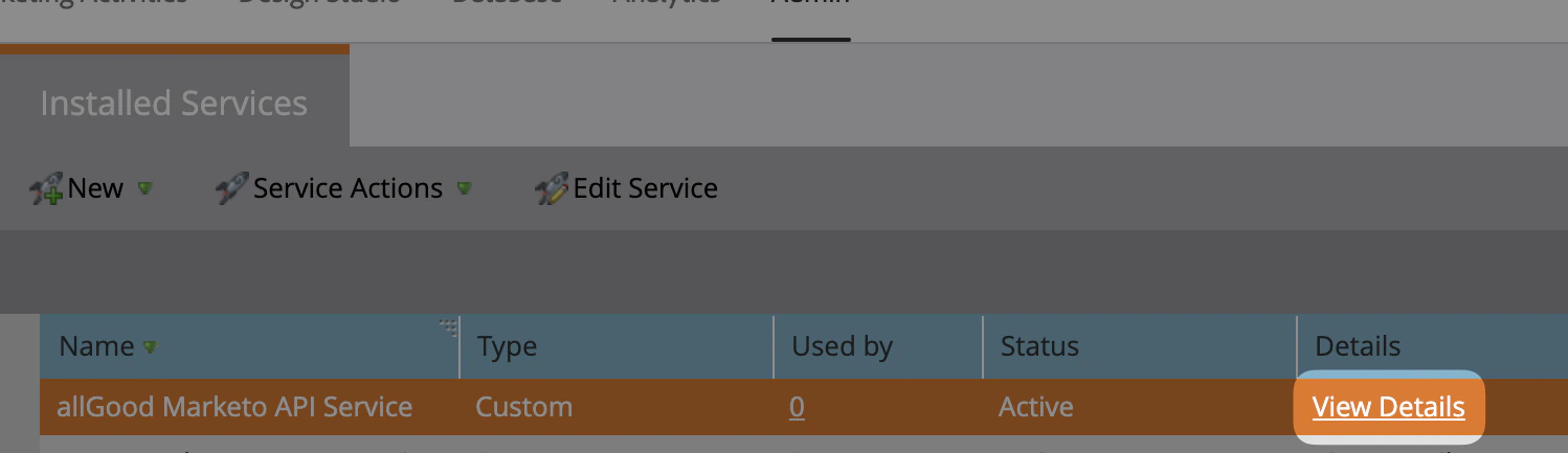 LaunchPoint service list showing View Details link
