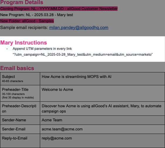 Added Mary Instructions section