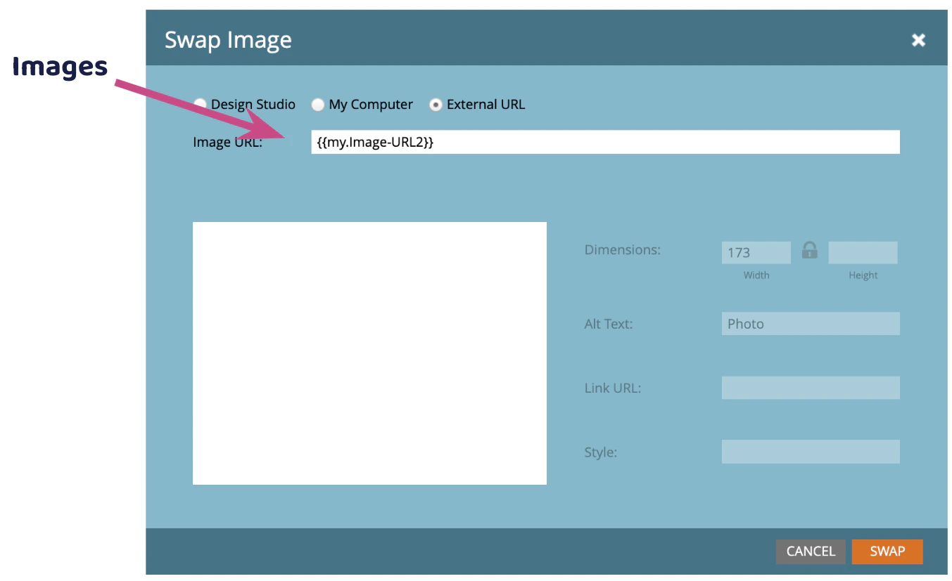 Tokenized image URL example