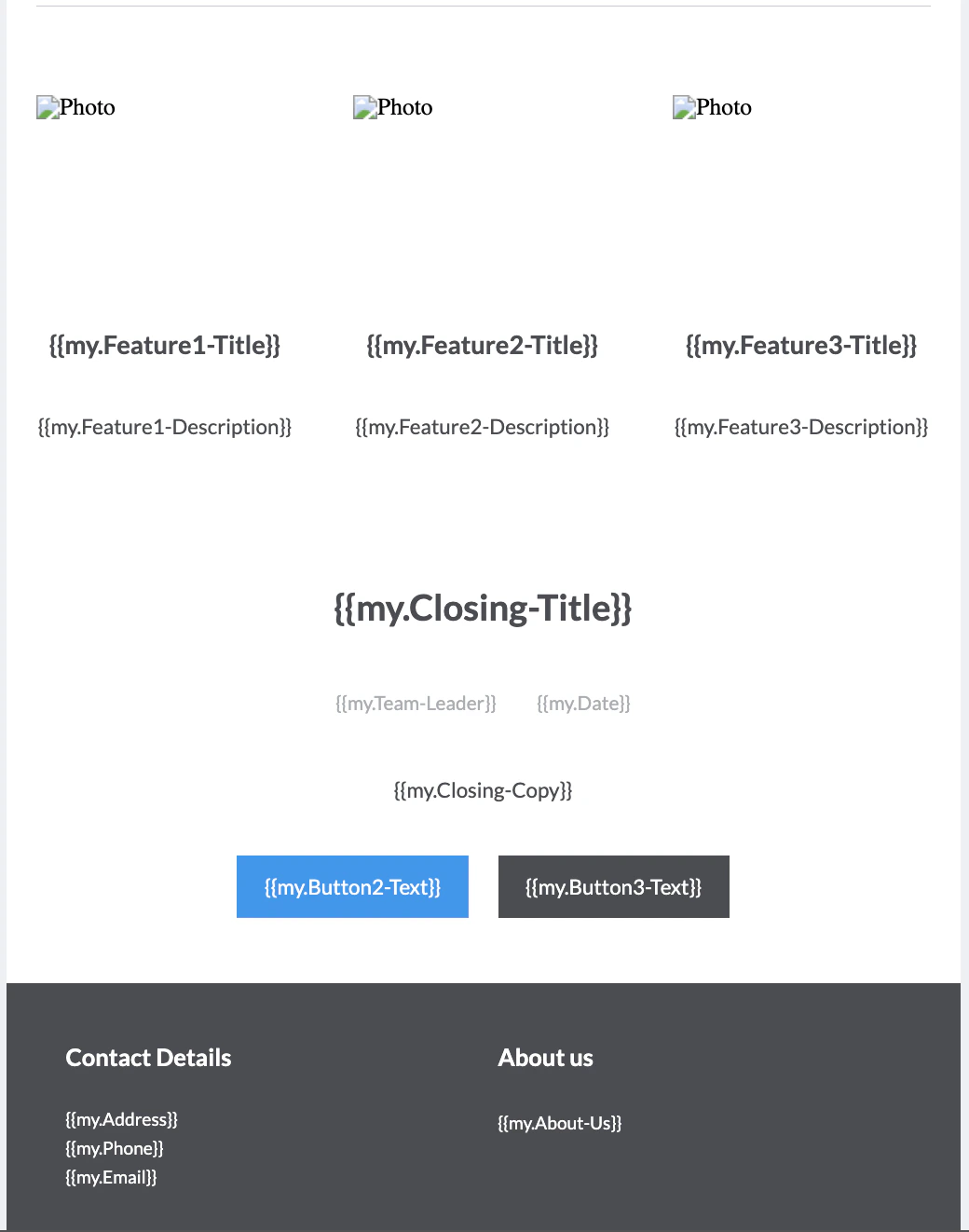 Tokenized email showing fields filled by Mary