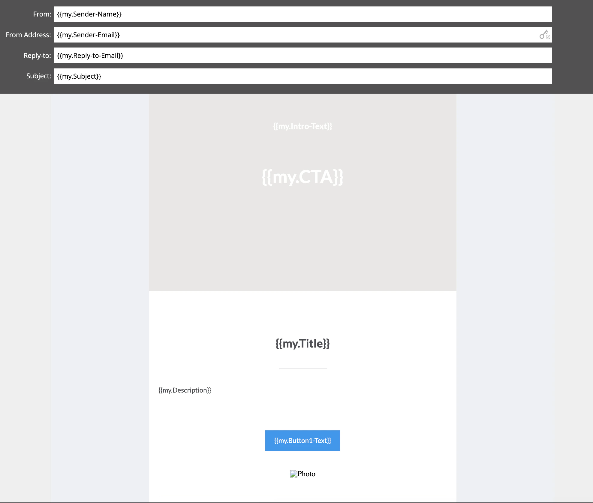 Example of tokenized email content