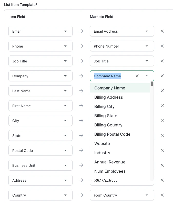 Marketo Mapping UI