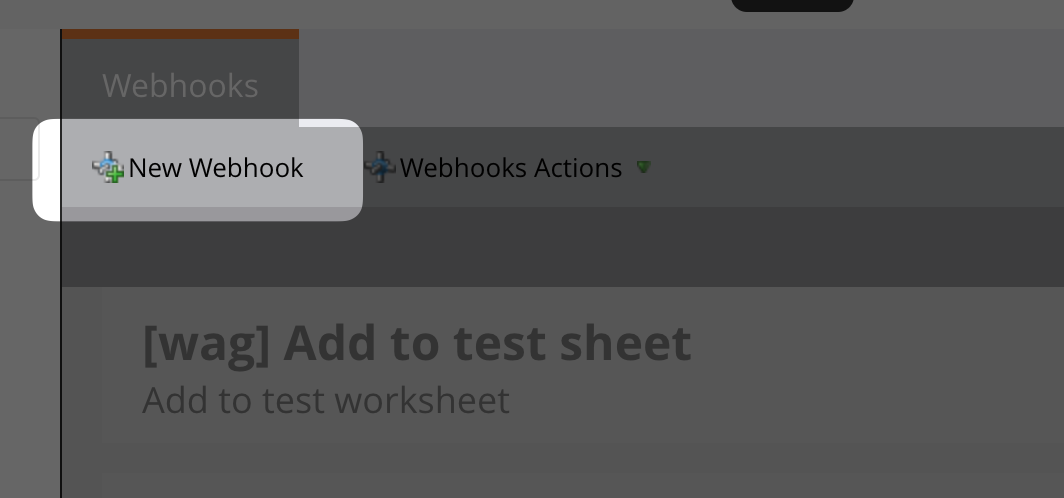 New Webhook header button