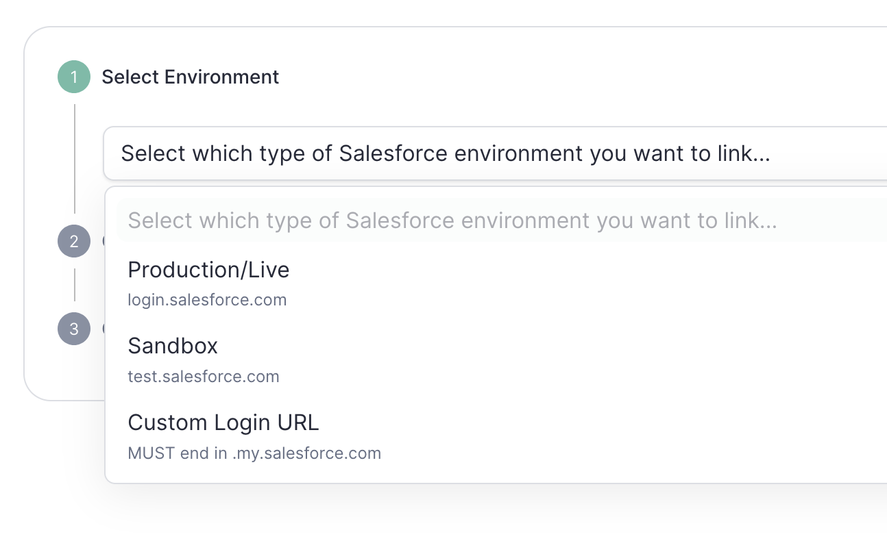 Select the right SFDC environment