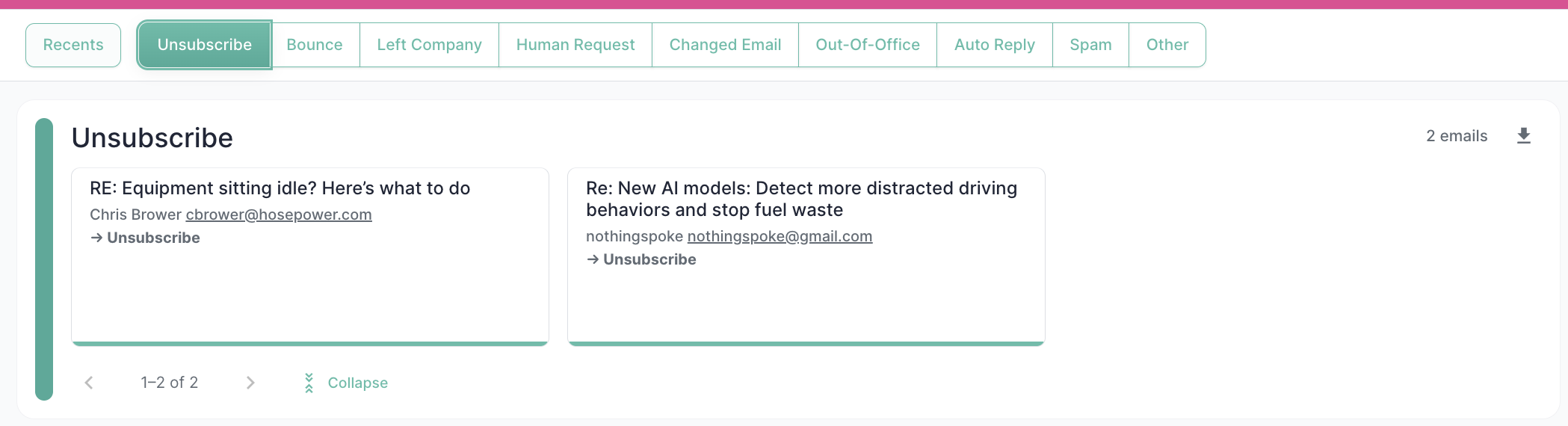 Filtering the Messages feed by category