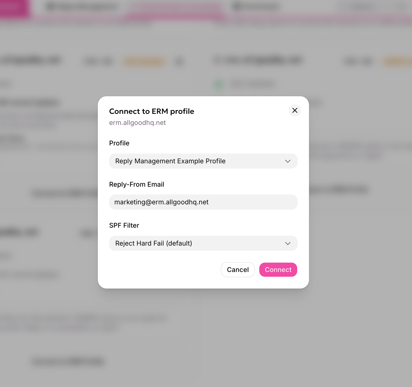 Connecting a domain to an ERM profile