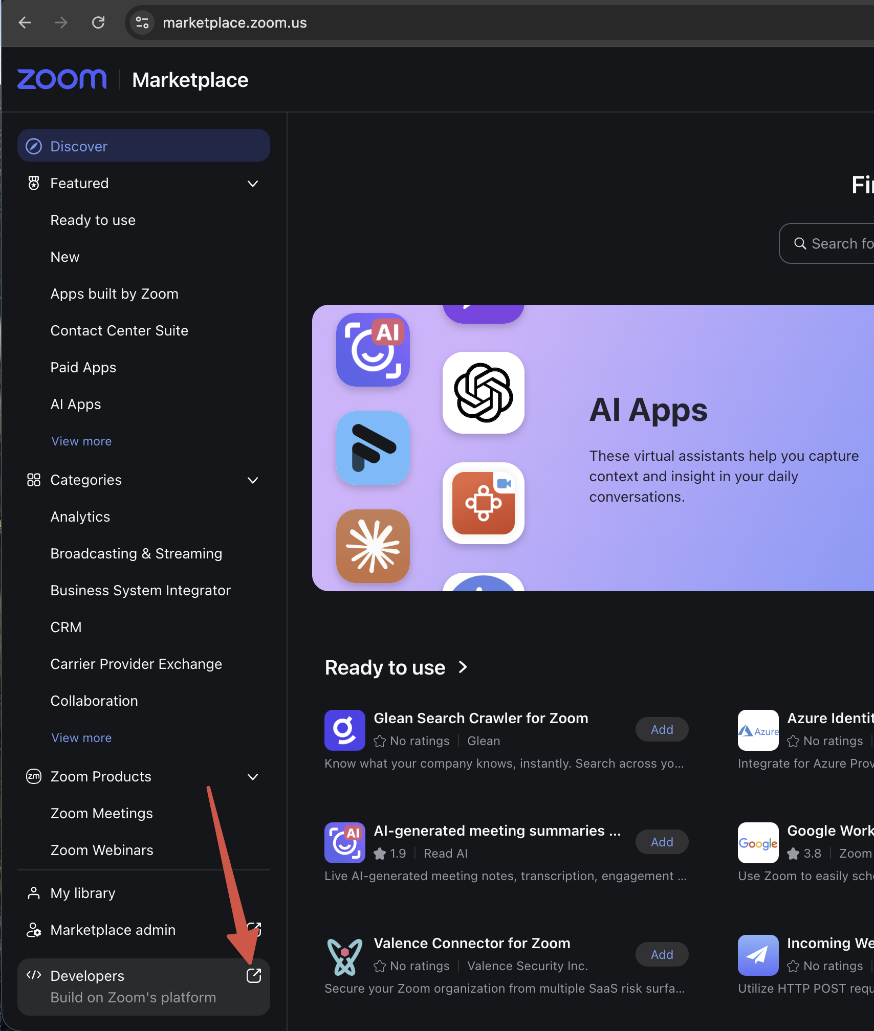 Open Developers in the Zoom App Marketplace