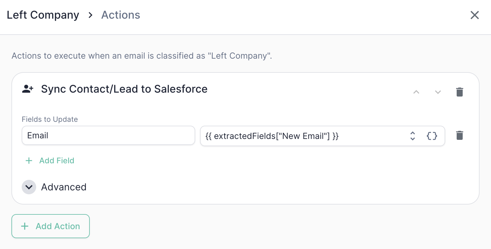 Sync Contact/Lead to Salesforce action configuration