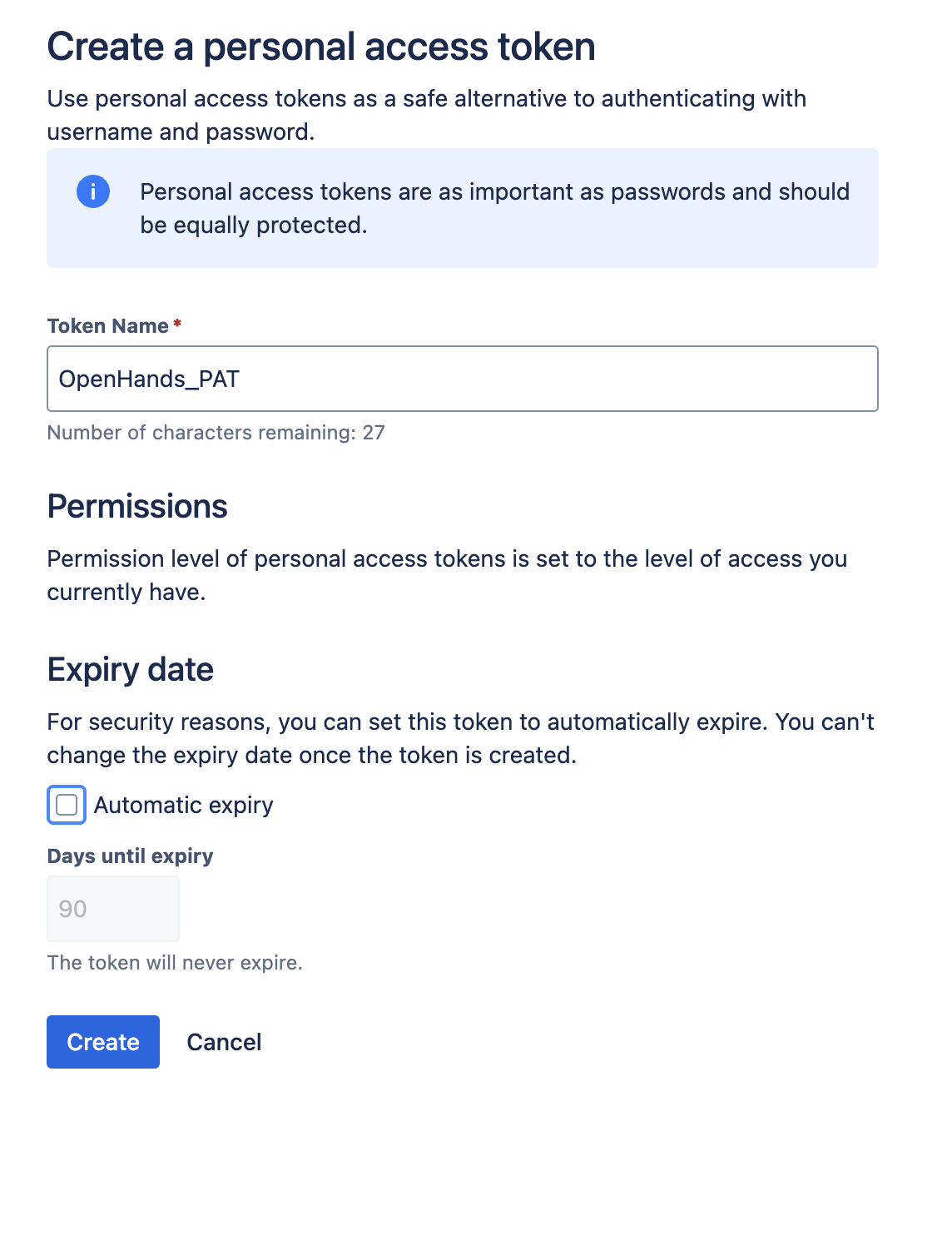 Jira Data Center personal access token permissions inherit the user's access