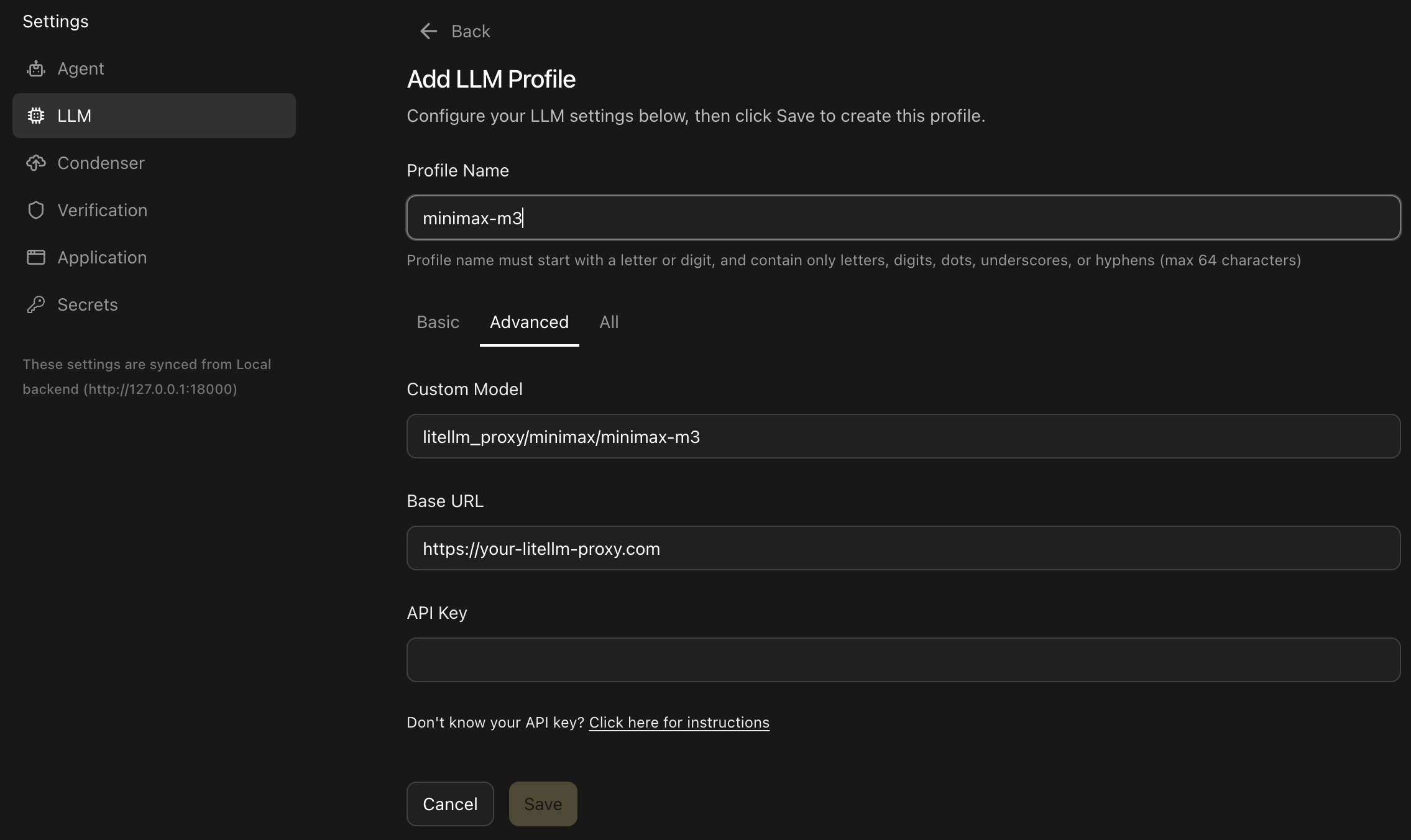 LiteLLM proxy LLM profile configuration in OpenHands