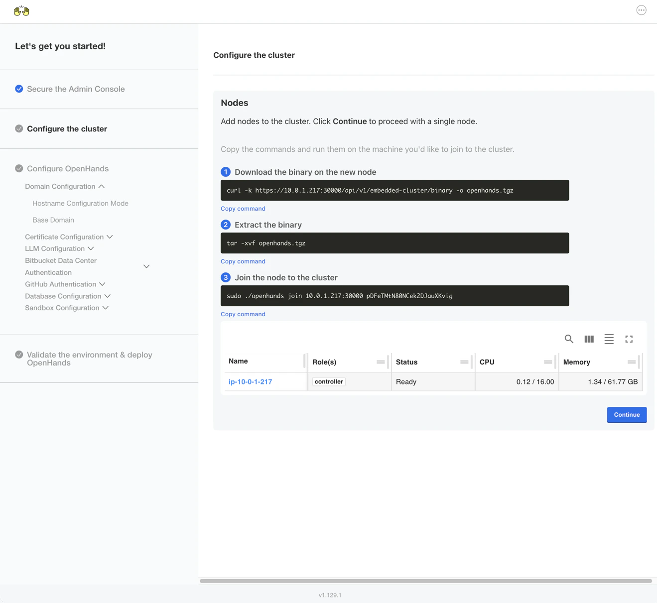 Configure cluster nodes