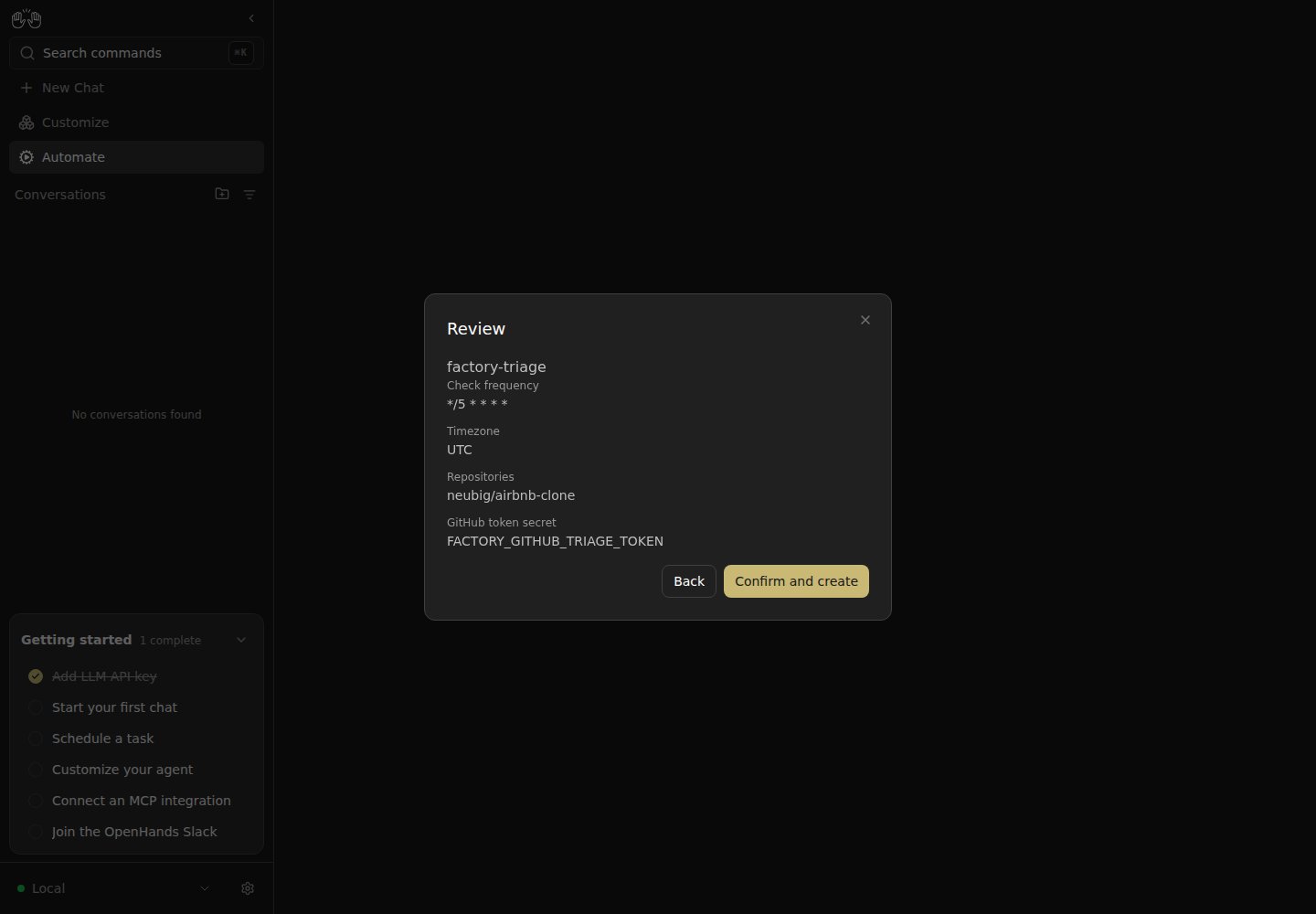 Triage automation confirmation