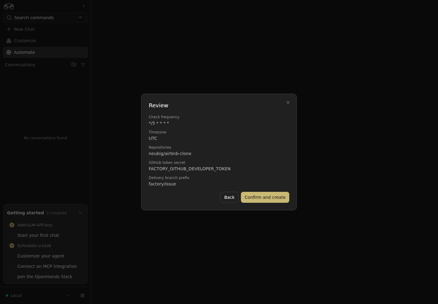 Watchdog confirmation using the developer token and matching branch prefix