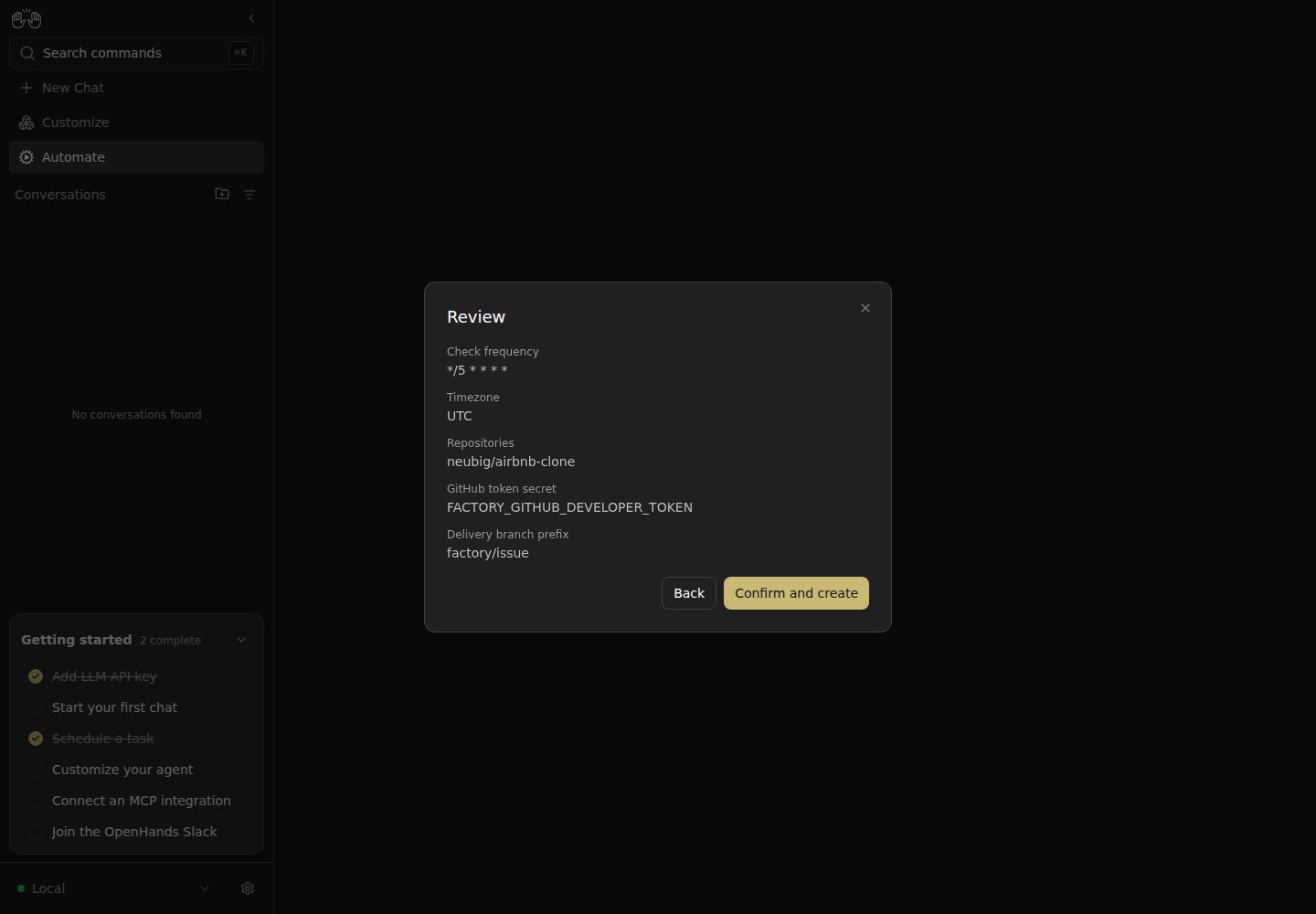 Watchdog confirmation using the developer token and matching branch prefix